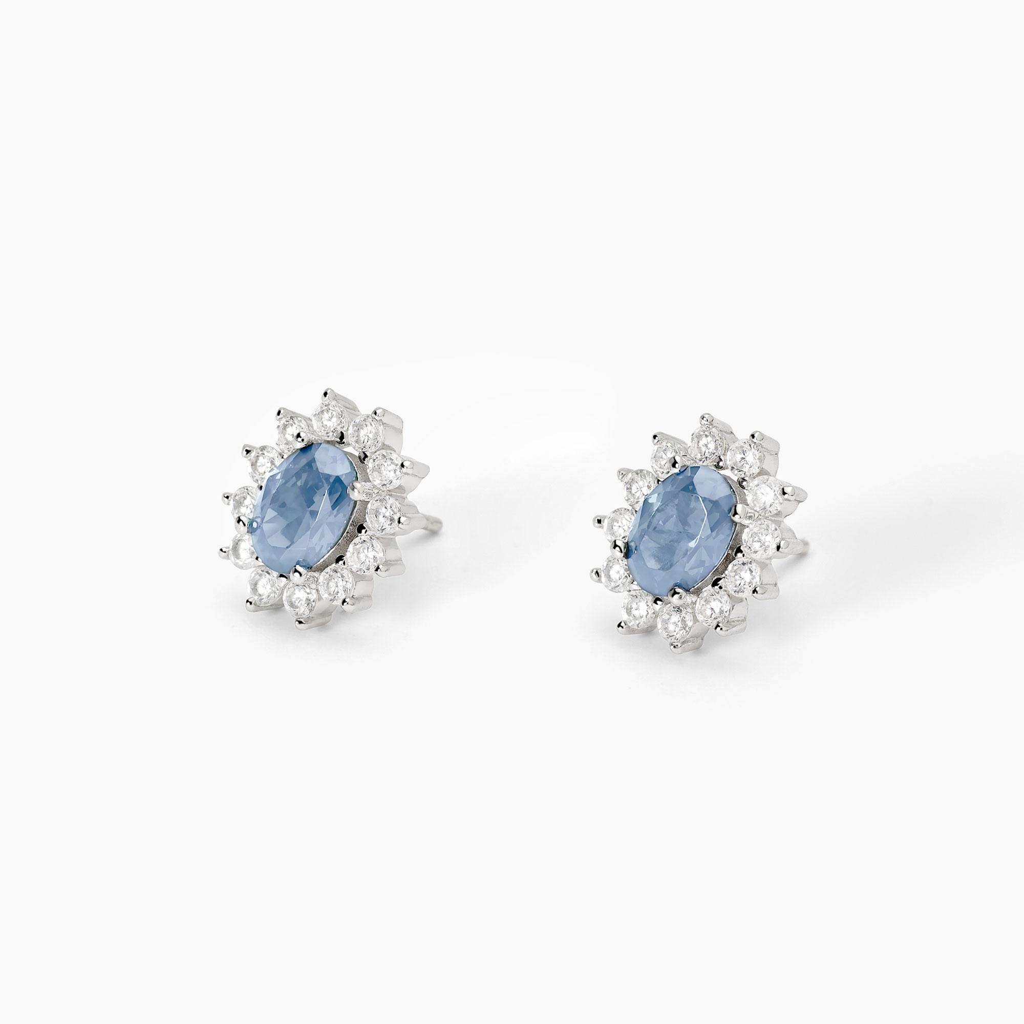 MABINA SILVER EARRINGS WITH BLUE STONE 563714