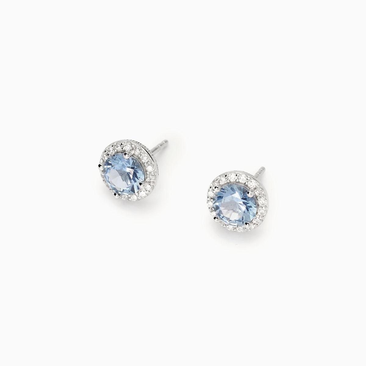 SILVER MABINA EARRINGS WITH SYNTHETIC AQUAMARINE STONE 563689