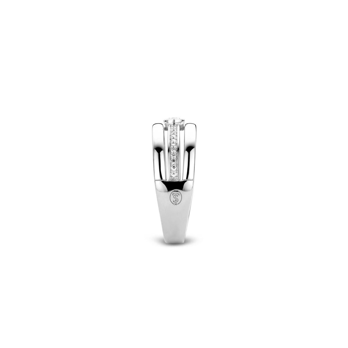 TI SENTO PLATINUM PLATED SILVER AND ZIRCONIA RING SIZE 20 12094ZI/60