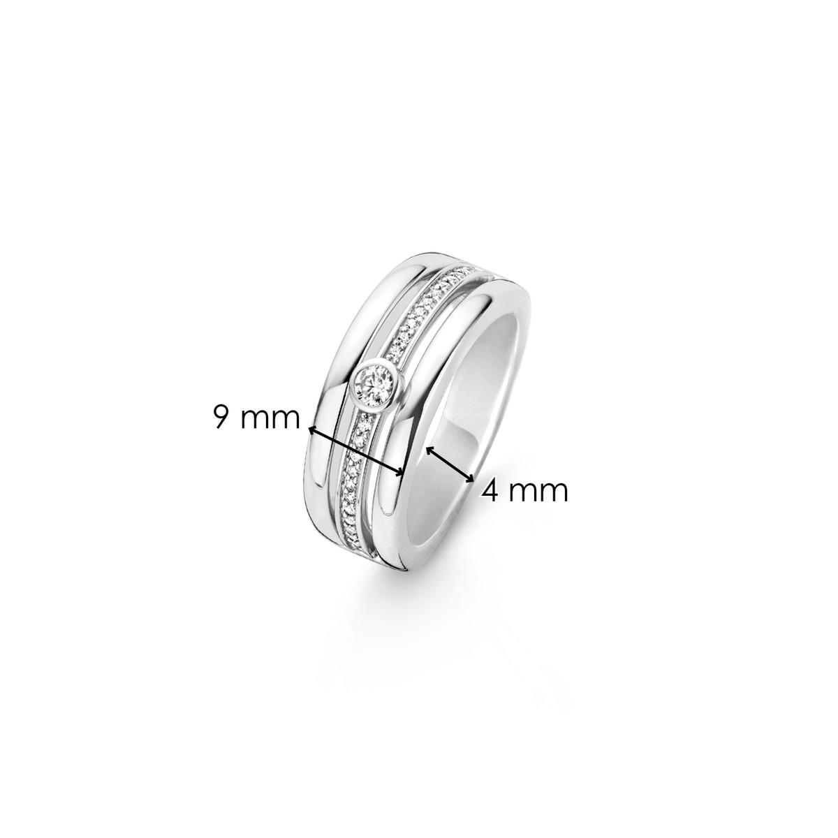 TI SENTO PLATINUM PLATED SILVER AND ZIRCONIA RING SIZE 16 12094ZI/56