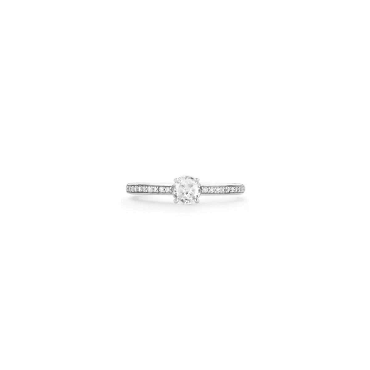 TI SENTO SILVER RHODIUM-PLATED ZIRCONIA RING SIZE 10 12109ZI/50