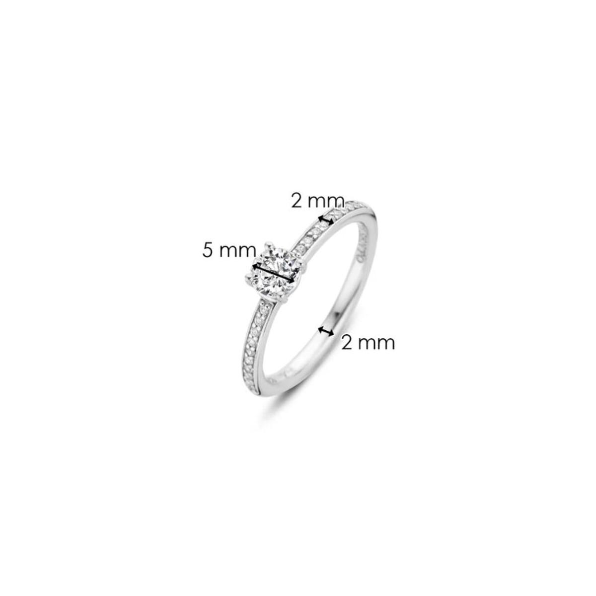 TI SENTO SILVER RHODIUM-PLATED ZIRCONIA RING SIZE 8 12109ZI/48