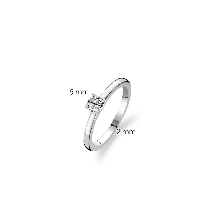 TI SENTO SILVER RHODIUM-PLATED ZIRCONIA RING SIZE 8 12110ZI/48