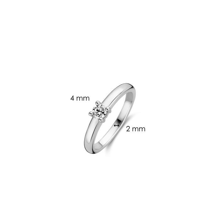 TI SENTO SILVER RHODIUM-PLATED ZIRCONIA RING SIZE 18 12212ZI