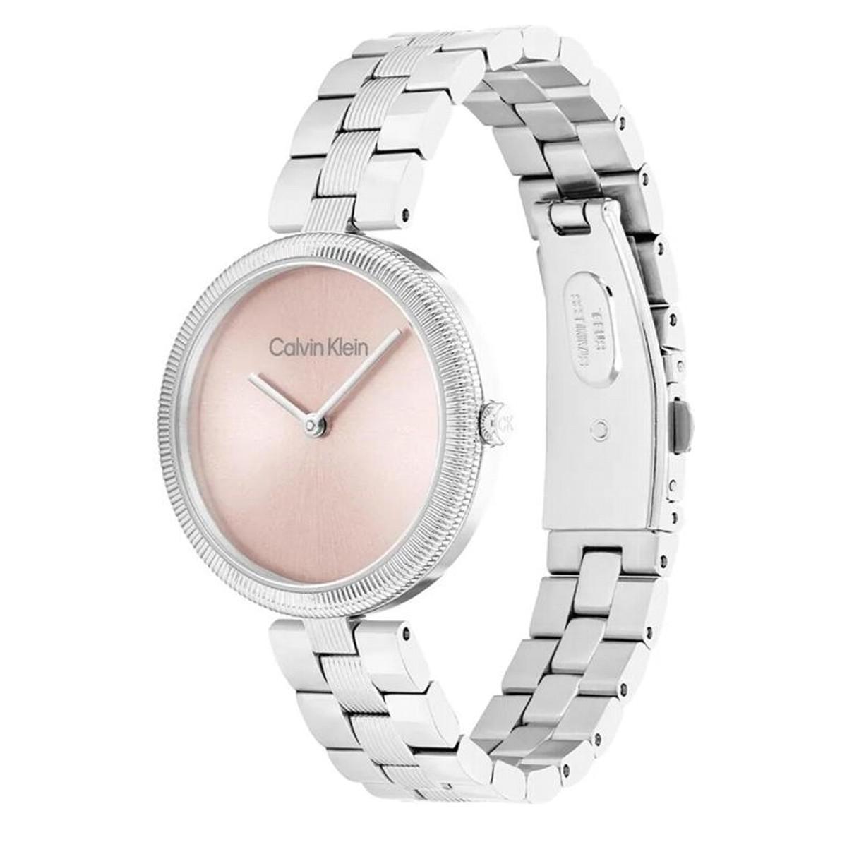 CALVIN KLEIN GLEAM SILVER AND PINK WATCH 25100015