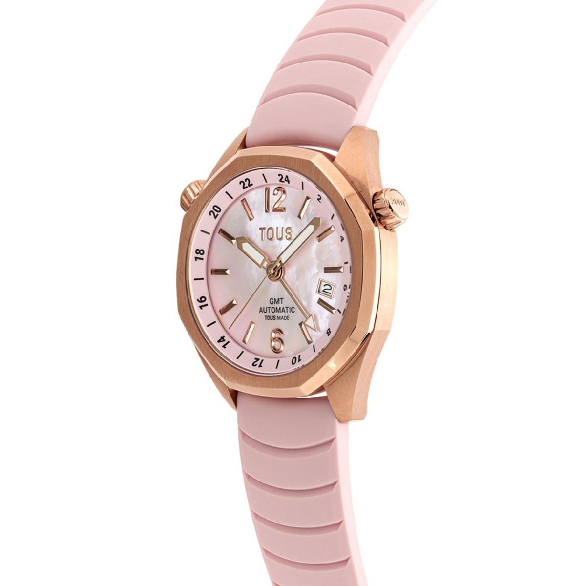 TOUS NOW GMT AUTOMATIC WATCH PINK AND MOTHER-OF-PEARL FOR WOMEN 3000133800