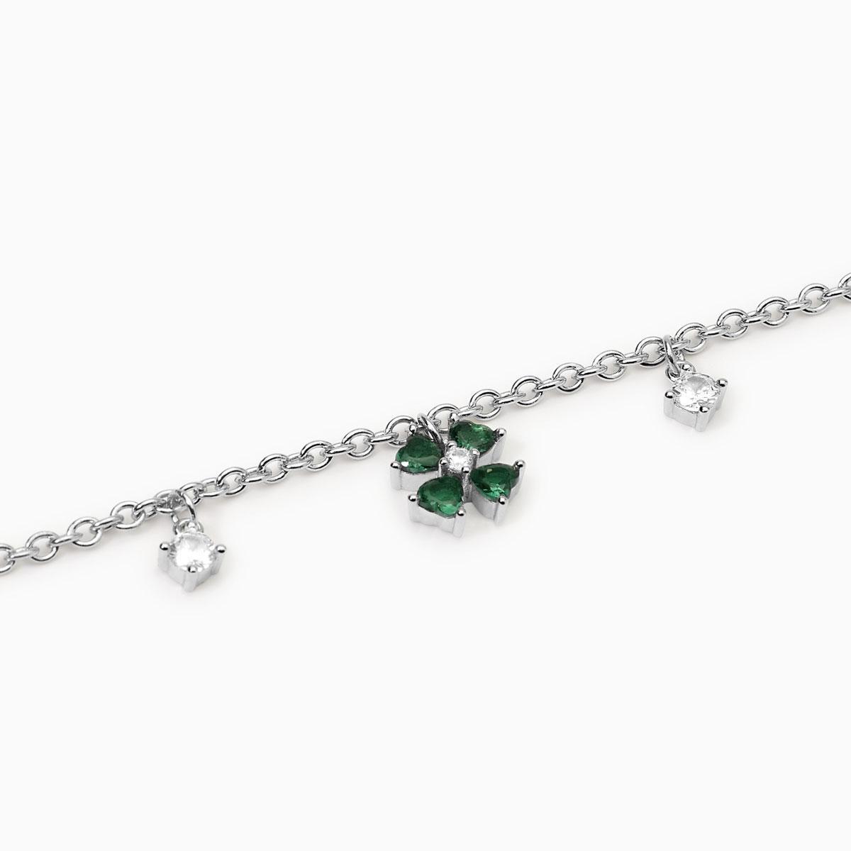 MABINA SILVER AND ZIRCONIA CLOVER BRACELET 533878