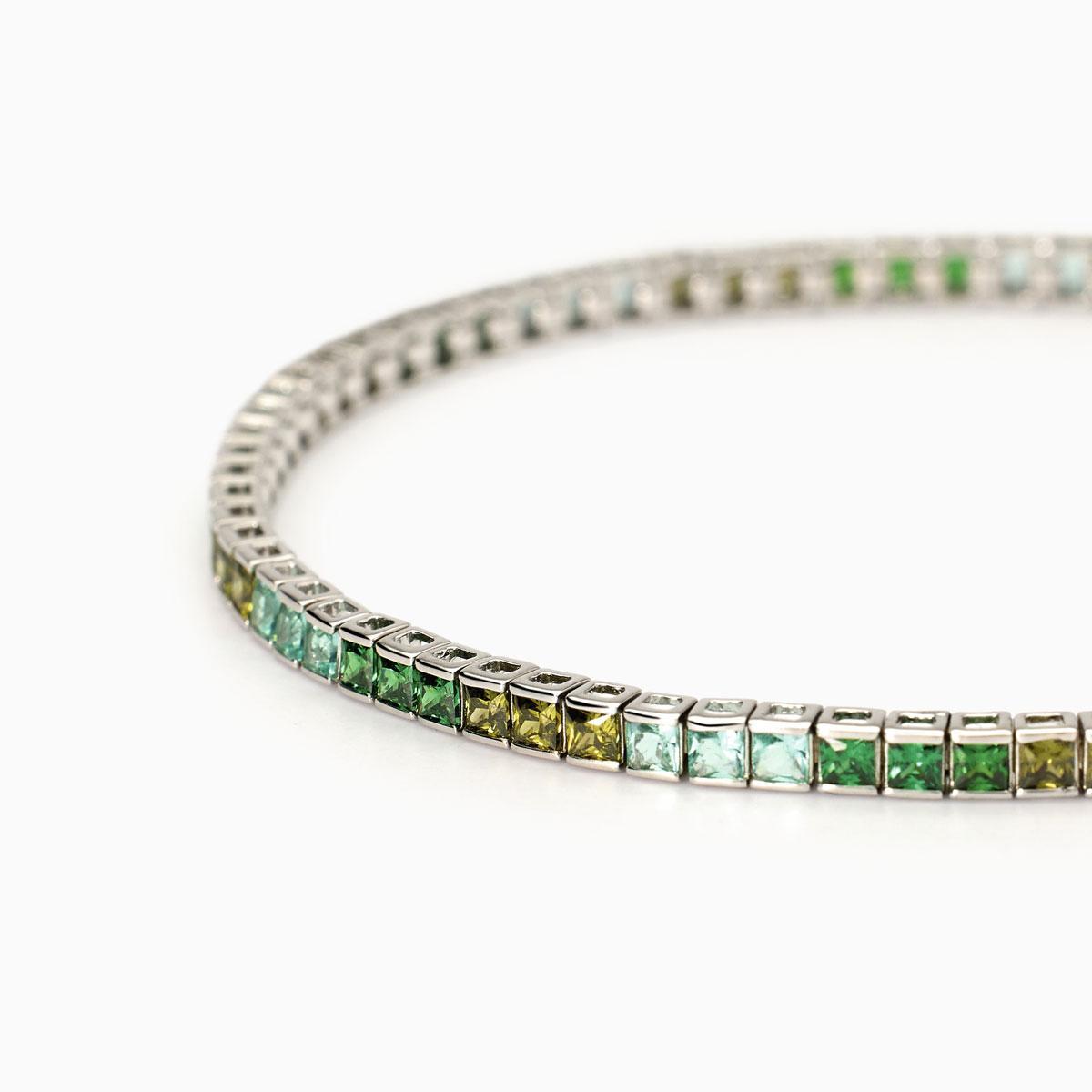 MABINA SILVER AND GREEN ZIRCONIA BRACELET 533882-16