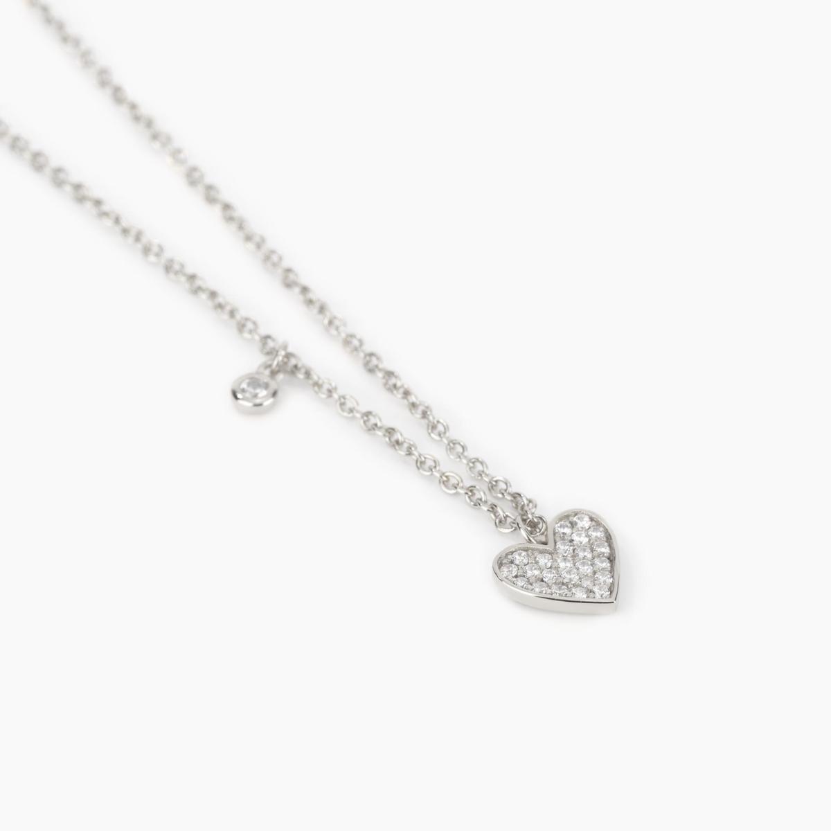 MABINA SILVER AND ZIRCONIA HEART PENDANT 553286