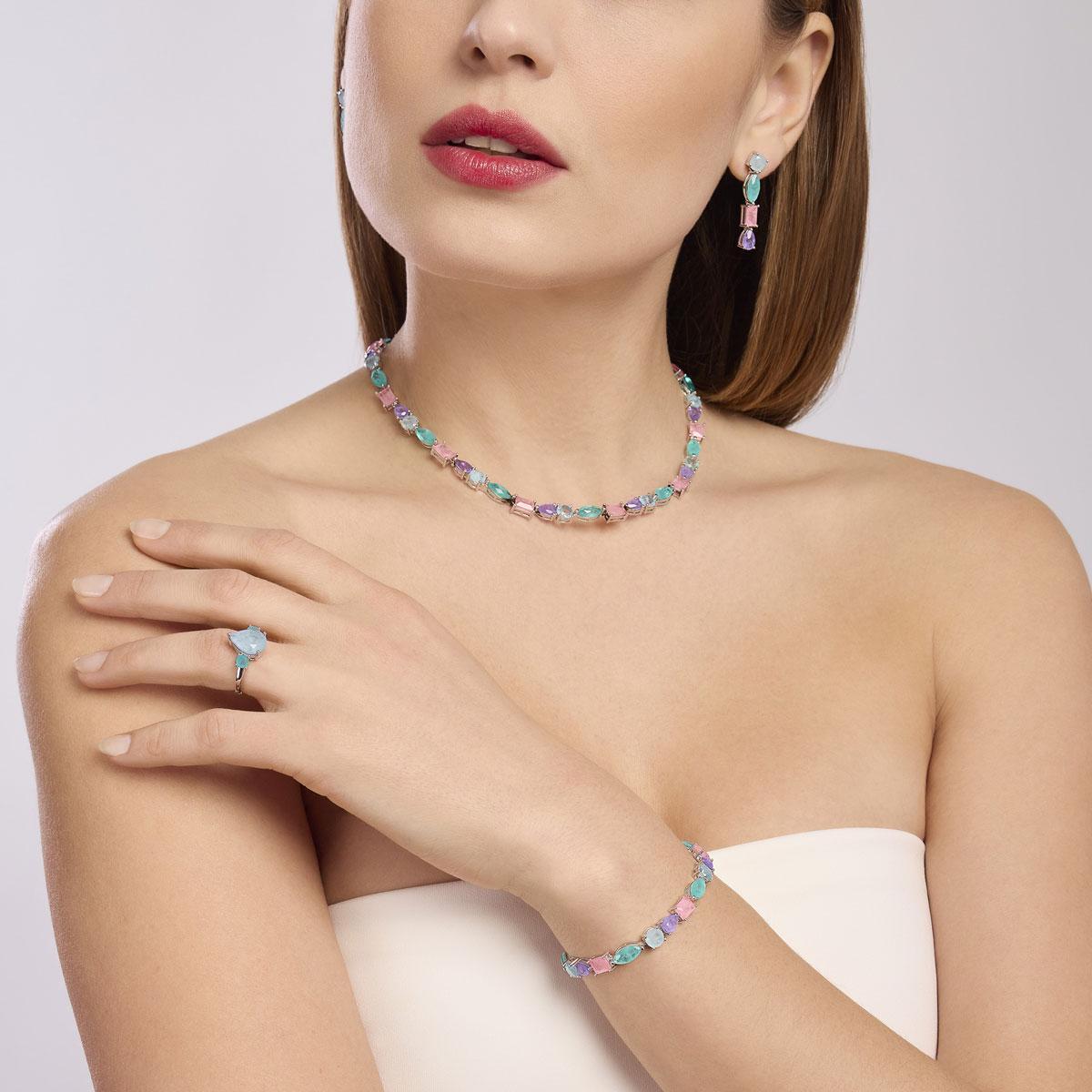 MABINA SILVER AND MULTICOLOR CRYSTAL 553717