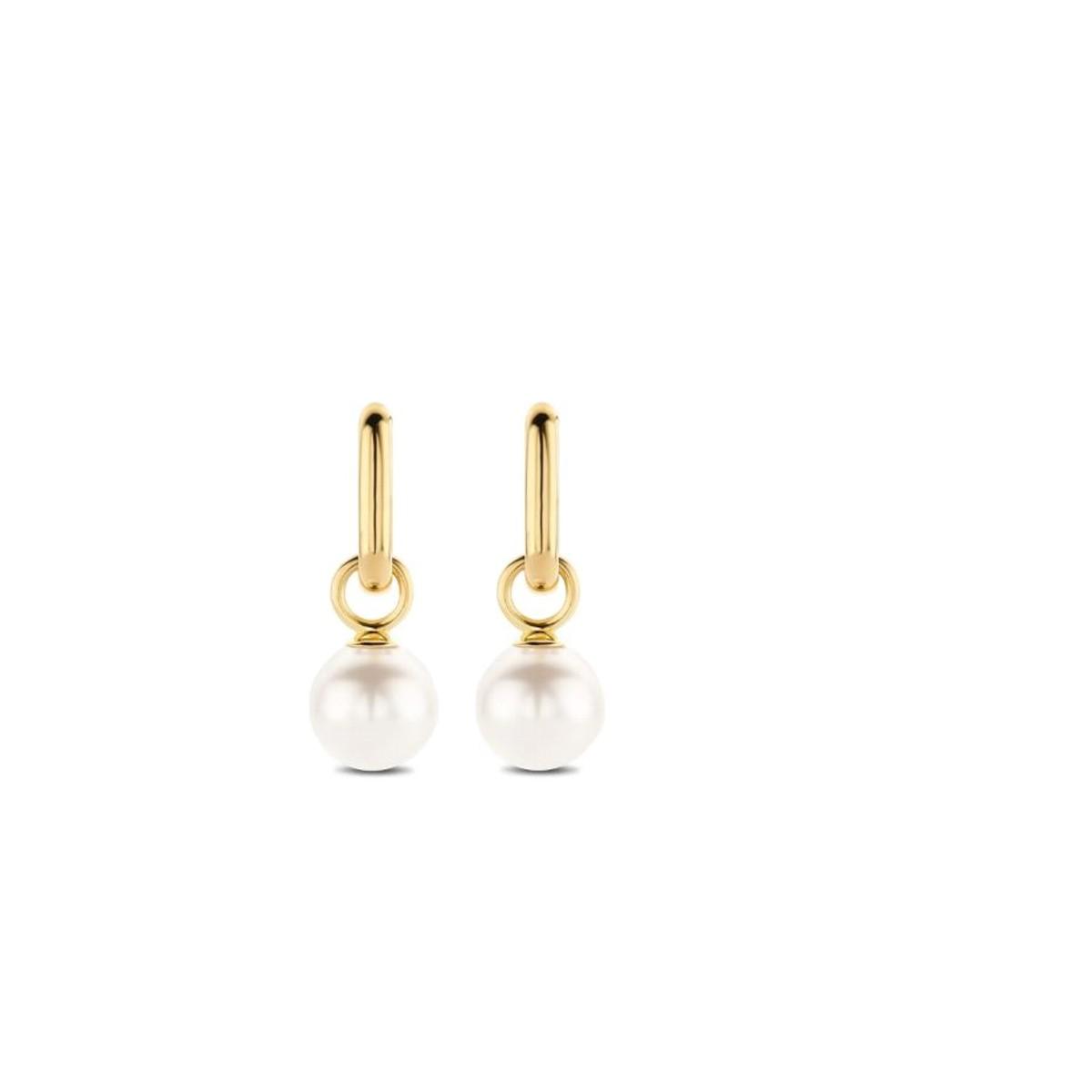 PENDIENTES PLATA BAÑADOS EN ORO Y PERLA TI SENTO 7848PW