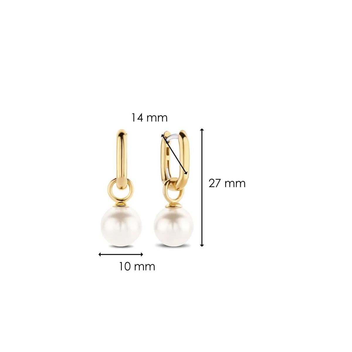 PENDIENTES PLATA BAÑADOS EN ORO Y PERLA TI SENTO 7848PW