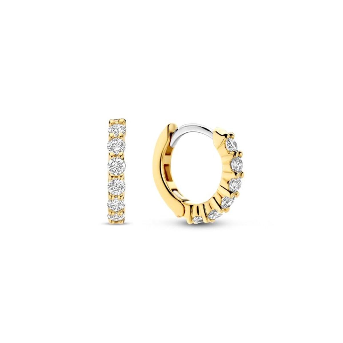 TI SENTO EARRINGS IN GOLD PLATED SILVER AND ZIRCONIA 7210ZY 11mm