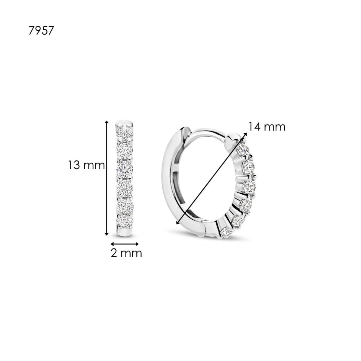 TI SENTO EARRINGS PLATINUM PLATED SILVER AND ZIRCONIA 7957ZI 13mm