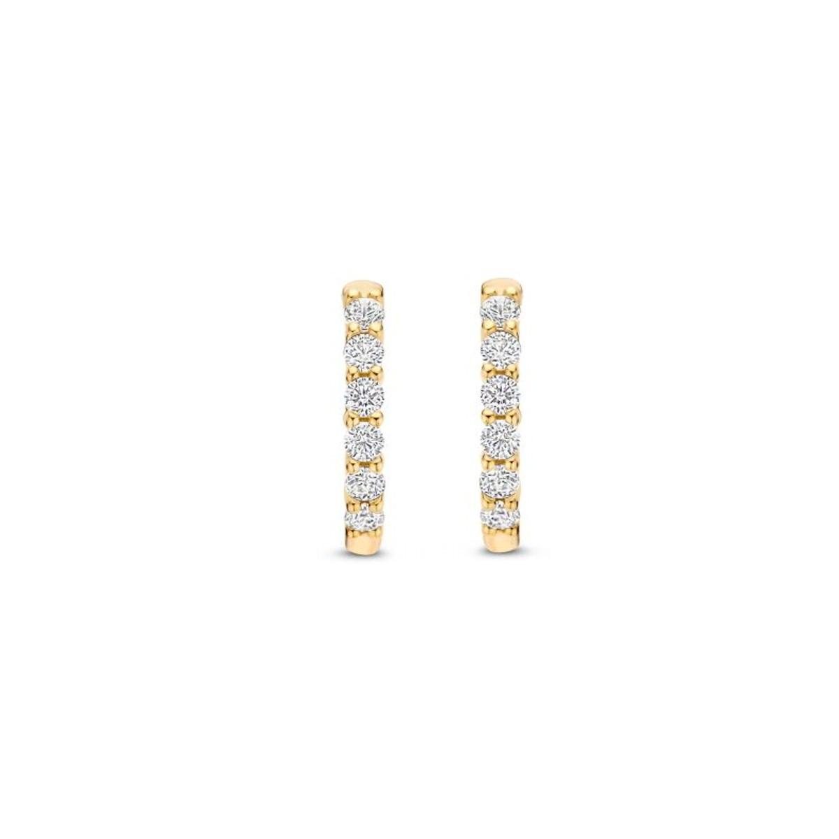 PENDIENTES TI SENTO PLATA BAÑADA EN ORO 18KT Y CIRCONITAS 7957ZY 13mm