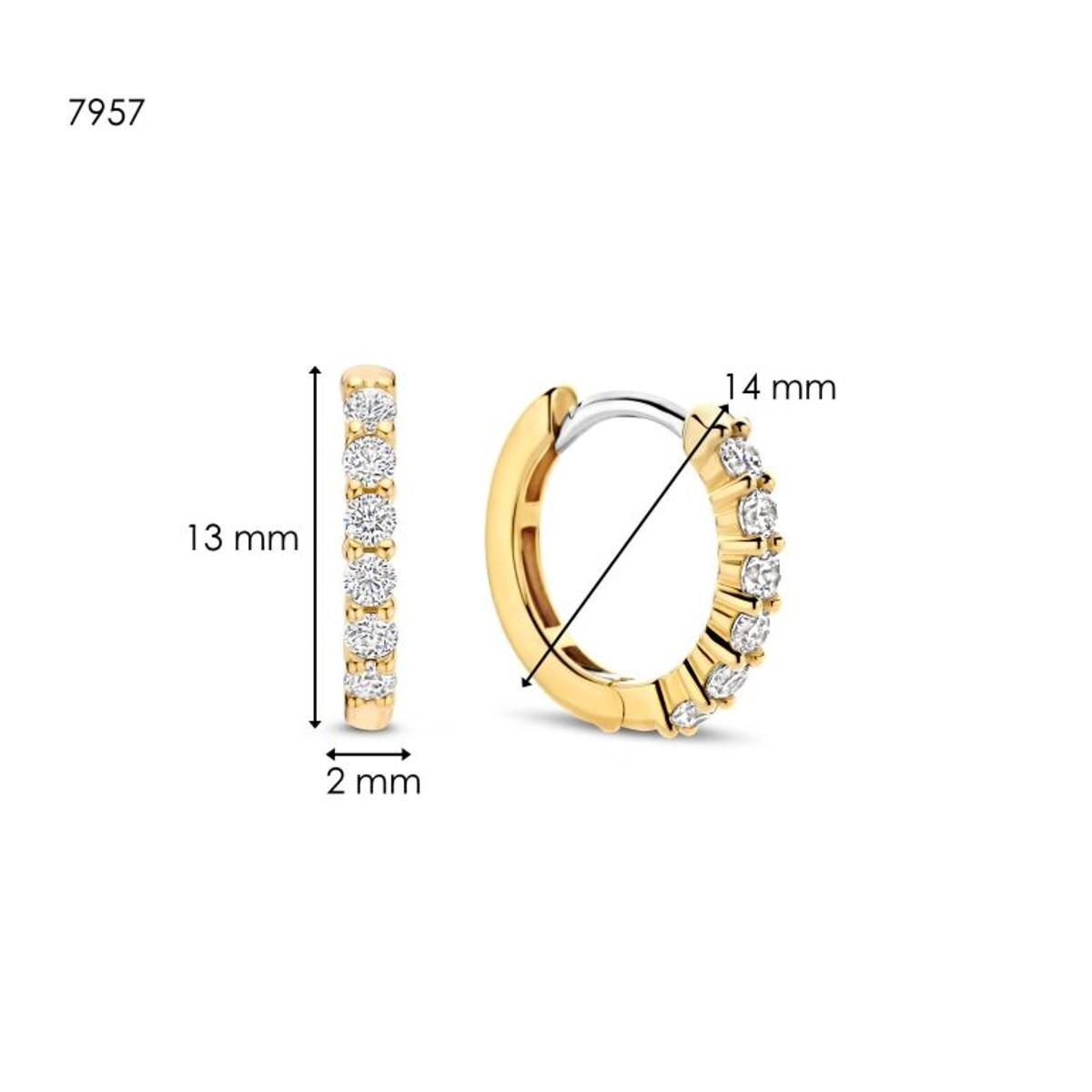 PENDIENTES TI SENTO PLATA BAÑADA EN ORO 18KT Y CIRCONITAS 7957ZY 13mm