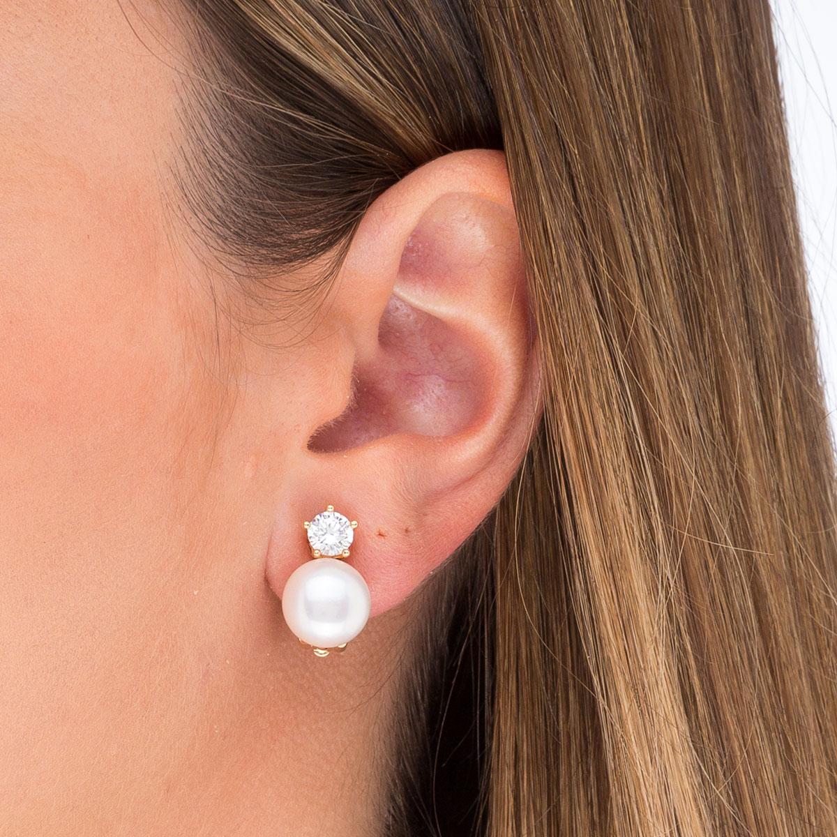 VIDAL & VIDAL ZIRCONIA EARRINGS 5.5MM PEARL 11MM G1157A