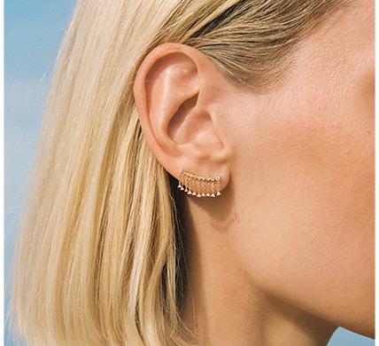 PENDIENTS TIPO EARCUFF DE ORO DE 18K CON DIAMANTES 0,11 QUILATES GB180OA