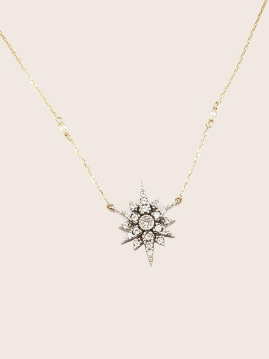 GOLD, SILVER AND WHITE SPINEL DELCERRO NECKLACE NEBULA 32 