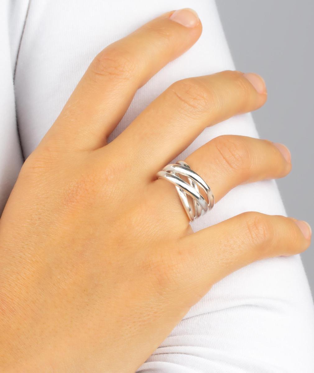 VIDAL & VIDAL RING PLATED IN SILVER WITH FOUR CROSSED STRIPS X262531214