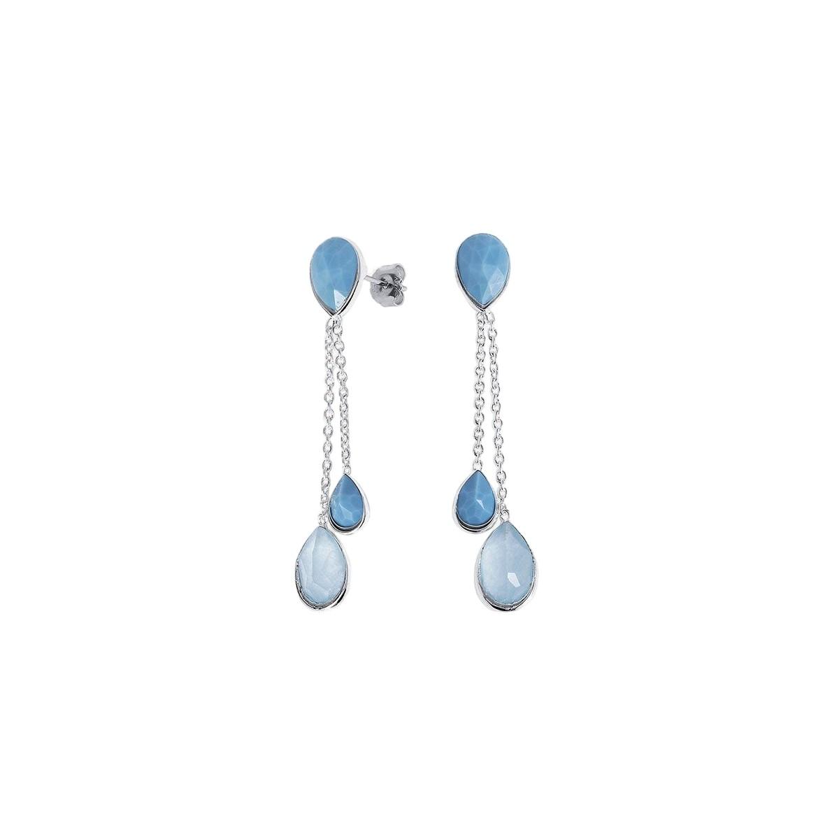 PENDIENTES VIDAL & VIDAL CHAPADOS EN PLATA Y PIEDRAS AZULES X27509