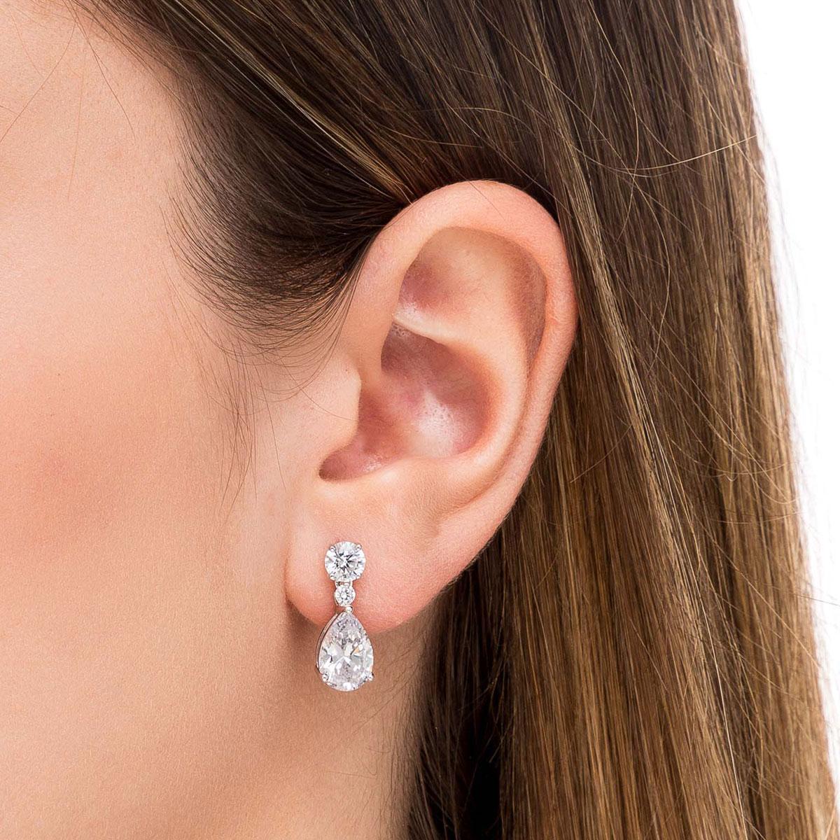 VIDAL & VIDAL SIGNATURE SILVER TEAR ZIRCONIA EARRINGS S60265EA